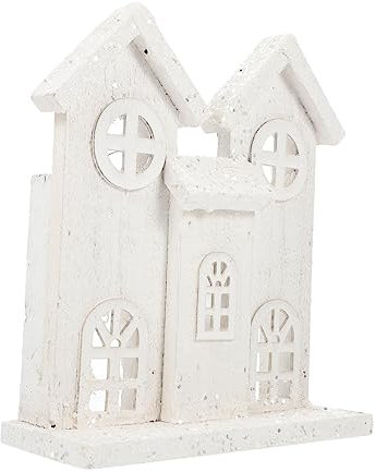 Cabilock Leuchtende Weihnachtshaus-schneeszene aus Holz Dekoratives Weihnachtshaus-Modell für Haus Weihnachtsdekoration für Garten oder Büro