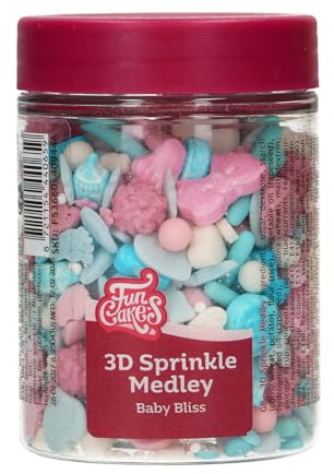 FunCakes 3D Sprinkle Medley Zuckerstreusel, Baby Bliss, 70 g | Guter Geschmack, Perfekt zum Dekorieren von Torten, Kuchen, Cupcakes und andere Leckereien, Sprinkle Streusel Mix
