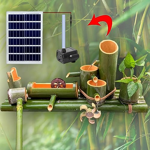 SGKOMN Fountain Kit, Feng Shui Wheel Rocking Water Fountain, Solar Rockery Fountain, Multiple Water Flow Direction, for Pond Stone Trough Fish Tank, 100cm