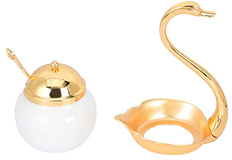 GLEAVI Pot à Épices Alliage Aluminium Doré Récipient De Stockage Sucre Avec Cuillère Sucrier Vintage Pour Cuisine Et Maison Cadeau Pour Repas Et Fêtes