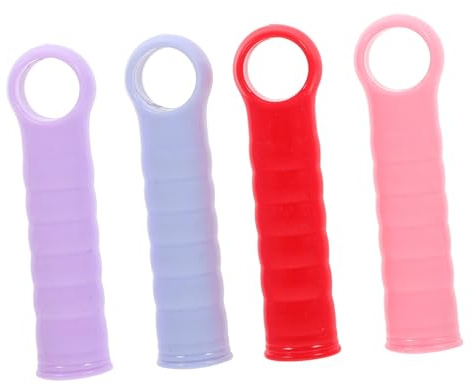 SEWACC 4pcs Mop Handle End Caps Plastic Replacement Grips for Dustpan Rods Easy to Install Red Purple Blue and Pink Versatile Household Cleaning