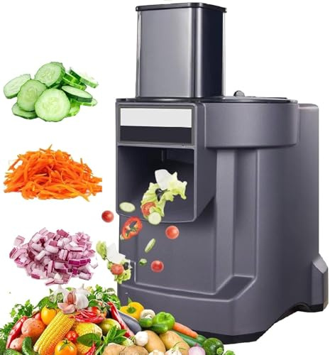 lealovengzh Cortadora De Verduras Comercial 3 En 1, Cortadora Y Trituradora De Verduras EléCtrica De 100W, Cortadora AutomáTica De Cubos De Patatas, Cebollas Y Zanahorias, Picadora De Verduras A