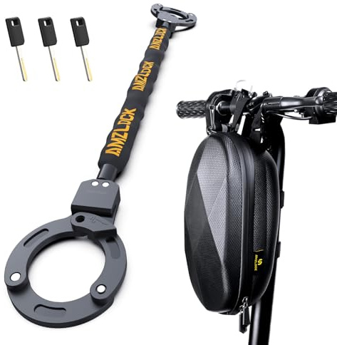 AMZLOCK E-skoterlås, Handklosslås 90 cm med Automatisk Låsning, Cykellås med Nycklar och Väska för Elscooter, Cykel, Ninebot, Xiaomi, NIU