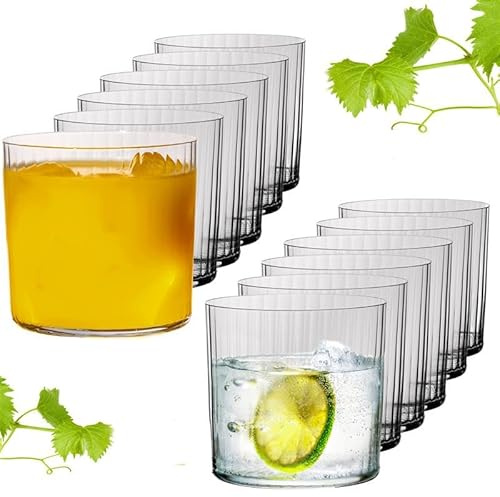 IMPERIAL glass geriffelte Trinkgläser 350ml - Wassergläser 12er Set aus Crystalline Glas Serie London Spülmaschinenfest