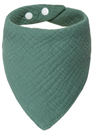 ICEMOOD Haustier-Baumwoll-Bandanas mit verstellbarem Druckknopf für kleine Welpen – Einfarbiges Hundehalstuch,Jägergrün,M