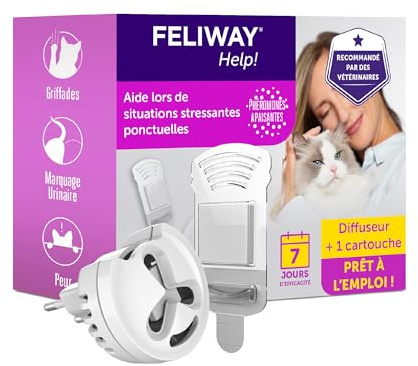 FELIWAY Help! - Difusor + Recambio de feromonas calmantes para Gatos (7 días de duración). Ayuda a calmar a tu Gato Durante situaciones de estrés puntual. Recomendado por Veterinarios.