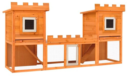Hommdiy Großer Kaninchenstall Kleintierkäfig Doppelhaus