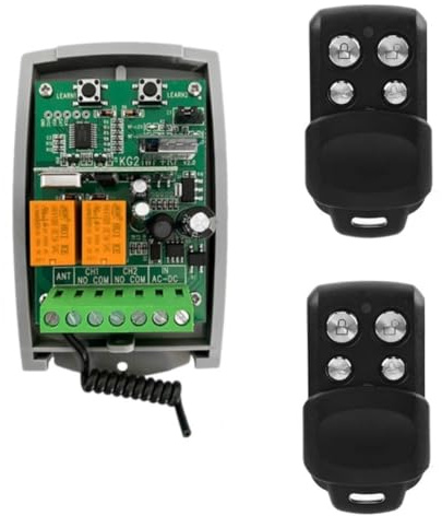 Lamsimoy Receptor de Control Remoto para Puerta de Garaje Tuya WIFI 433,92 Mhz 2 Canales 85-250 V Compatible con para Control de Voz con Aplicación