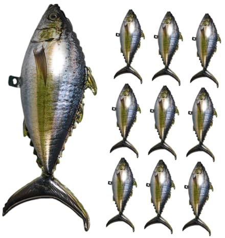 TOYANDONA 10 Stück Thunfisch Folienballons Realistische Aufblasbare Fisch Deko aus Aluminiumfolie mit Selbstverschluss Partydeko für Poolpartys und Angel Themen