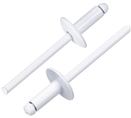 QUARKZMAN 100Pcs 5/32x3/8 Rivetti Ciechi In Alluminio, Presa In Alluminio E Mandrino In Acciaio, Rivetti A Rondella Grande Per Metallo, Mobili, Autoveicoli, Bianco
