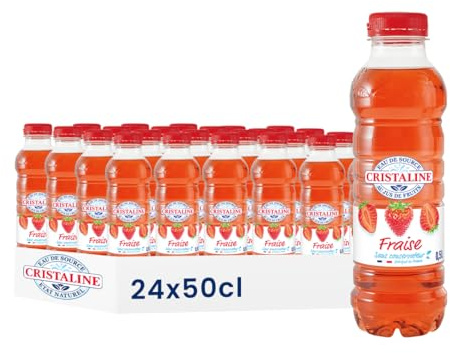 Cristaline Eau de Source Aromatisée Fraise, 50cl, Pack de 24 Bouteilles
