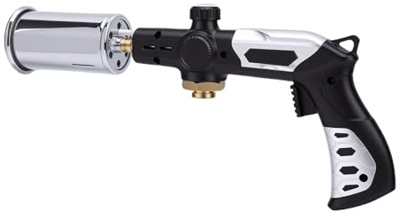 Keenso Cooking Blow Torch Gun, Multifunctional Portable Adjustable Kitchen Flamethrower for Outdoor Camping