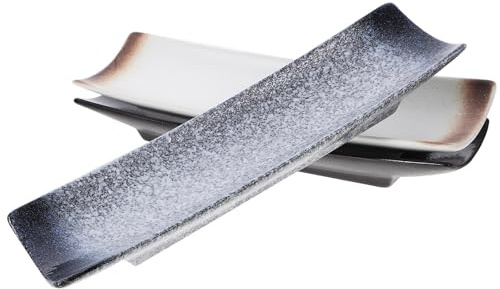 PAMINGONO Set 3 Pezzi Vassoi per Sushi in Ceramica Rettangolari, Piatti da Portata per Ristorante e Casa, Design Giapponese per Presentazione Snack e Occasioni Speciali Stile Stile Casuale