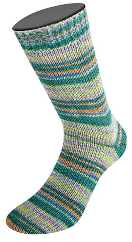 LANA GROSSA Meilenweit Cotton Bamboo Canario | 4-fädiger Bambus-Sockenklassiker | Handstrickgarn aus 40% Baumwolle, 25% Schurwolle, 20% Viskose | 100g Wolle zum Stricken & Häkeln | 420m Garn FB 2528