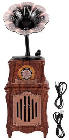 Naroote Enceinte Bluetooth, Enceinte de Gramophone Vintage Bluetooth 5,4 avec FM, Options de Lecture Polyvalentes, Décoration d'Intérieur, Lecteur de Musique pour Chambre, Bureau