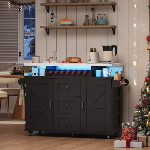 Piaenon Isola da cucina, 120 × 42-60 × 93 cm, carrello da cucina mobile con piano di lavoro pieghevole, 5 ruote, scaffale da porta, scaffale per vino e portabicchieri, bar da cucina per cucina, sala