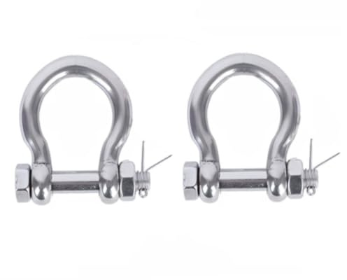 Paquet de 2 manilles à anneau d'arc M6-M28 D, manille d'arc en acier inoxydable 304, for gréement robuste, transport, maillon de chaîne en acier