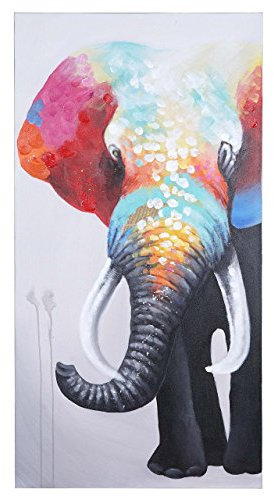 Mendler Ölgemälde Elefant II, 100% handgemaltes Wandbild Gemälde XL, 140x70cm