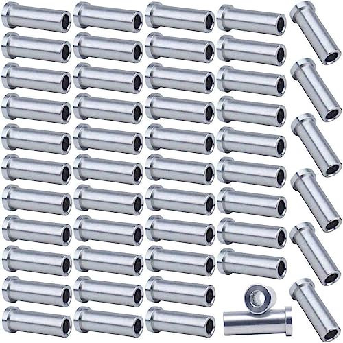 Muzata 50Pack Stainless Steel Protective Sleeves Cable Railing Kit Hardware for 1/8 Wire Rope Cable Wood Posts T316 Marine Grade Deck Stair Railing CR13,CP1