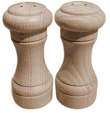 Set de 2 especieros de madera, salero y pimentero, para agitar, de 10 cm