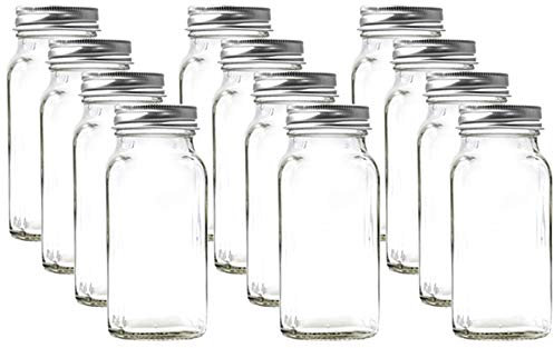 A Pack 4oz 120ml square spice jar with silver lid shakers and labels