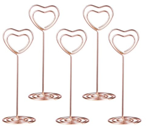 BESTOMZ 12 Stück Herz Tischkartenhalter Fotohalter Herz Kartenhalter Hochzeit Platzkartenhalter Memohalter Sitzkartenhalter Tischnummernhalter (Rosy Gold)