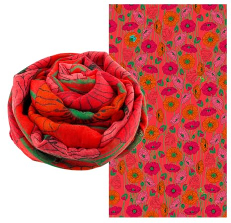 pylones - Foulard/Pareo Colorato Balade - Papaveri - 100 x 180 cm, rosso, Taglia unica