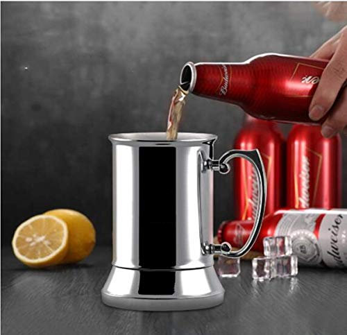 Stainless Steel Beer Mug Stein, Double Walled Insulated Beer Cup Tea Coffee Mug Tumbler with Handle (560ML)
