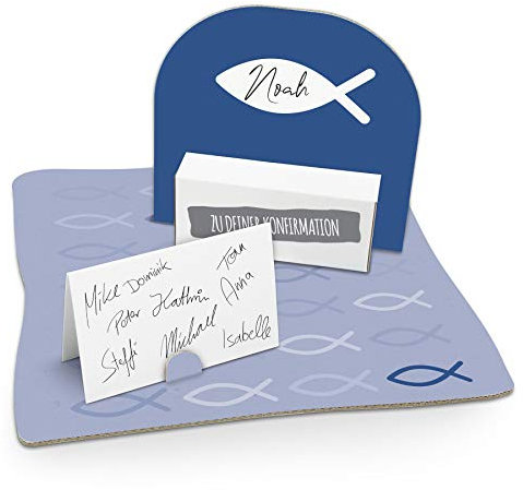 itenga Fisch Verpackung Gastgeschenk Geldgeschenk mit Bodenplatte Taufe Kommunion Konfirmation Firmung Jungen Mädchen (Blau)