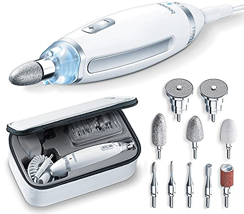 Beurer MP 62 Electric Manicure/Pedicure Set with 10 Tips LED Light with Storage Bag