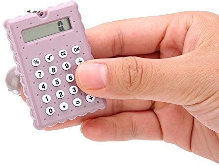 Schlüsselbundrechner, Portable Cute Cookies Style Schlüsselanhänger Rechner, 8-Bit Display Taschenrechner für Kinder/Studenten(Lila)