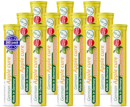 T&D German Apple Cure - 240 Vegan Drink Effervescent Tablets - Apple Flavor - Made in Germany