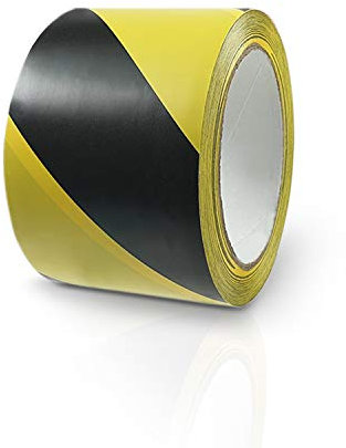 Betriebsausstattung24 Bodenmarkierungsband - Markierungsband für den Innen- & Außenbereich - Selbstklebend - PVC - Farbe: gelb/schwarz - BxL: 5,0 cm x 33,0 m
