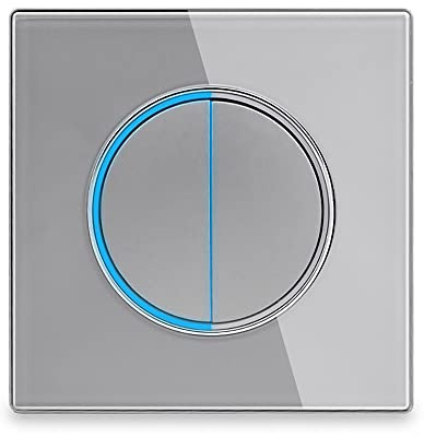 Interruptor de luz de pared Circle 1/2/3/4 gang 2 vías con marco de vidrio, indicador LED (gris 2 bandas 2 vías)
