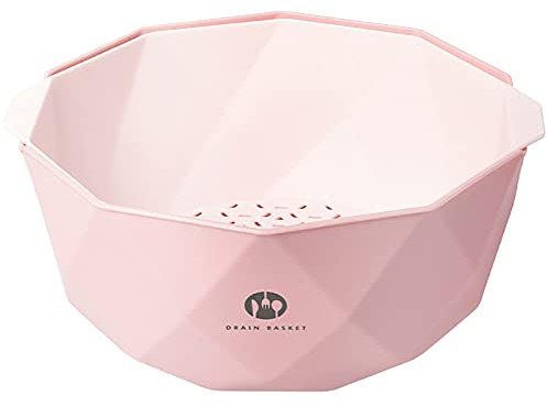 MARMODAY Passoire de cuisine 2 en 1 en plastique avec grand bol et passoire Rose Taille S
