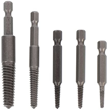 VILLCASE 5pezzi Estrattore Di Viti Danneggiate e Bulloni Rottura Strumento Professionale Per Rimozione Viti Spanate e Bulloni Design Compatto e Alta Resistenza