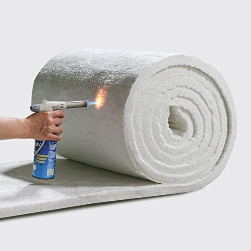 WMEIE Ceramic Fiber Insulation Baffle Fire Blanket, High Temperature Aluminum Foil Fireproof Blanket for Wood Stoves Pizza Ovens Kilns Forges Fireplaces,30mm 0.61x5m