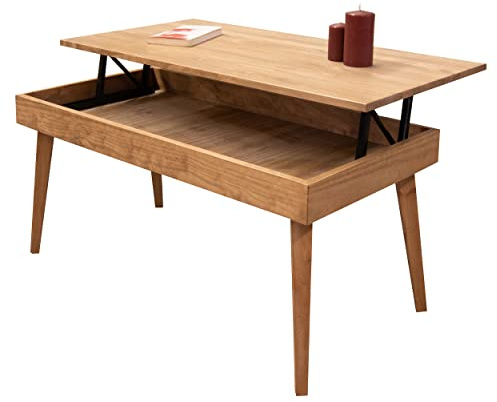 LoMasCasa - Couchtisch mit Schublade, Modell Karol im Vintage-Stil, mit Holz-Finish, hergestellt aus massivem Kiefernholz, Maße: 100 x 50 x 47 cm