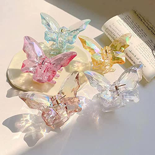 5 Stück Schmetterling Haarspangen,Kristall Butterfly Hair Jaw Clips Haarklammern Haarnadel Rutschfeste Haar Fänger Haarklauenclip Haarstyling-Zubehör Haarschmuck für Frauen Damen Mädchen