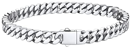 Bestyle Armband Herren Edelstahl Panzerkette Armbänder Herrenarmband | Silber/Schwarz/Gold Cuban Panzerarmband 5/7/9/12.5MM Breit 19/21/23CM Länge Gliederarmband Geschenke für Männer Damen Jungs