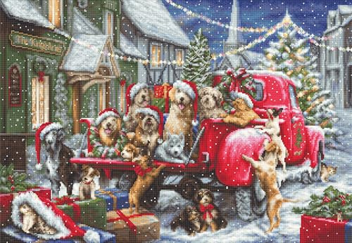 Luca-S Kit per punto croce, motivo: cuccioli di Natale, B2414