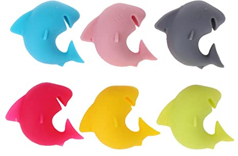 Wine Cup Tag, Pack of 6 Shark Shape Silicone Wine Beer Drink Tags, Use Wine Glass Identification Markers for Guests