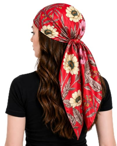 FAIRYGATE Damenschal Schal Tuch Blume Bandana Halstuch Kopftuch Schals 90 x 90 cm Bunte