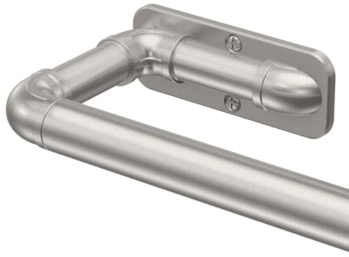 Box Space Curtain Rods for Windows 34 to 120 Inch, Room Darkening Blackout Curtain Rod, Indoor/Outdoor Wrap Around Rod, Industrial Look Silver