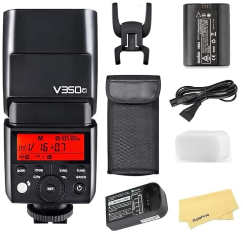 Godox V350C Blitz-Speedlite für Canon,7.2V/2000mAh Li-Ionen-Akku,0.1s–1.7s Wiederaufladezeit,TTL-Blitzgerät für Canon 6D 80D 60D 50D 40D 30D 5DIV 5D 700D 650D 600D M5 M3 1000D 1200D 1100D M3 M5 Usw