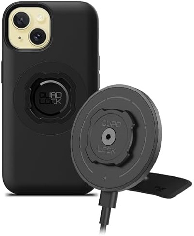 Quad Lock Adhesive Dashboard/Console Car Phone Holder Kit with MAG Wireless Charging Head V2 and MAG Phone Case for iPhone 15 Plus