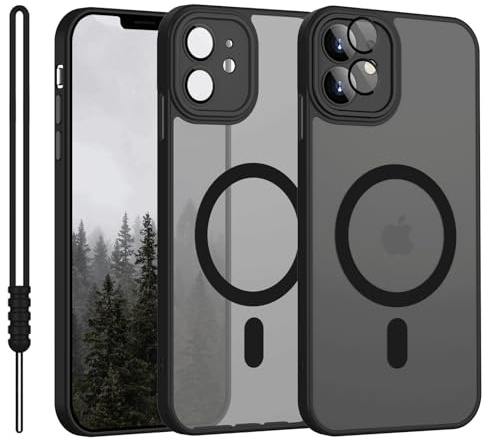 YUANDMI für iPhone 11 Hülle kompatibel mit MagSafe Matt Schwarz | Handyhülle für iPhone 11 Magnetisch Matte Touch Kameraschutz, rutschfest Kratzfest Schutz Stoßfest