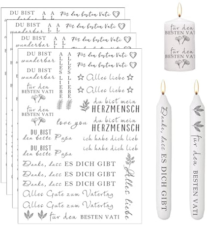Tatuaje de velas, tatuaje del día del padre, 4 unidades, tatuajes para velas, día del padre, papel del día del padre, velas deslizantes para velas, tazas de cerámica, velas, decoración