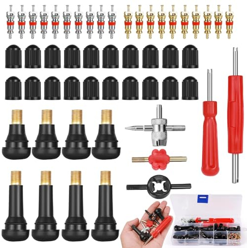 Samulee 74 Pcs Herramientas de Las Válvulas de Los Neumáticos, Llave obus Valvula Presta,Extractor Valvulas Neumaticos para automóviles, Motocicletas, Bicicletas, Aire Acondicionado