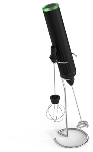 Meichoon Espumador de Leche Eléctrico Recargable con 2 Cabezales 3 Modos de Velocidad Mini para Cappuccino Frappuccino Matcha Chocolate Caliente Crema de Café KT51 Negro
